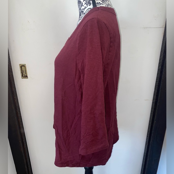 Coldwater Creek Size XL Burgundy Three-Quarter Sleeve Shirt with Boat-Like Neck - Picture 6 of 12